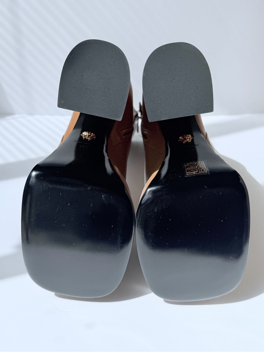 Versace Tan Platform Boots - Picture 6 of 9
